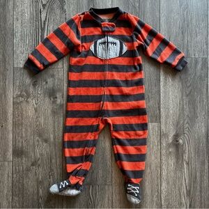 Carter’s Toddler Boy Long Sleeve Footie Zippy Pajama Football Stripes 18 Months